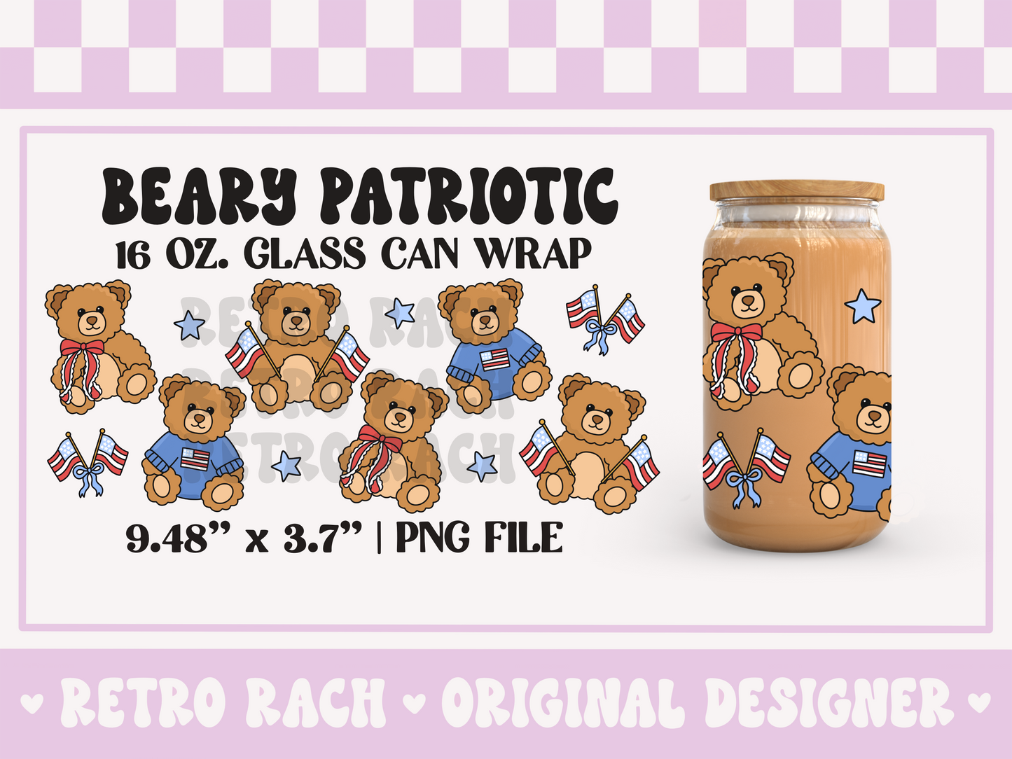 Beary Patriotic Cup Wrap File