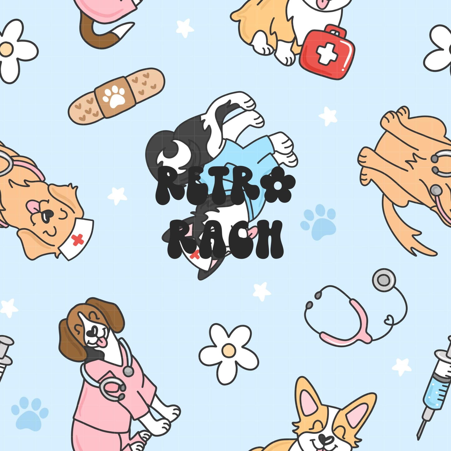 Nurse Dogs Seamless Pattern