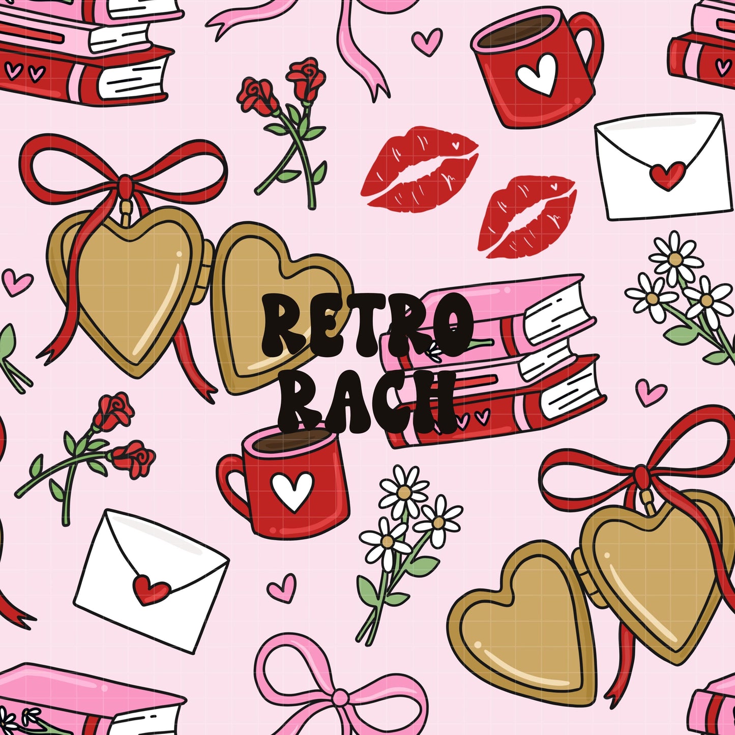 Romance Book Theme Seamless Pattern