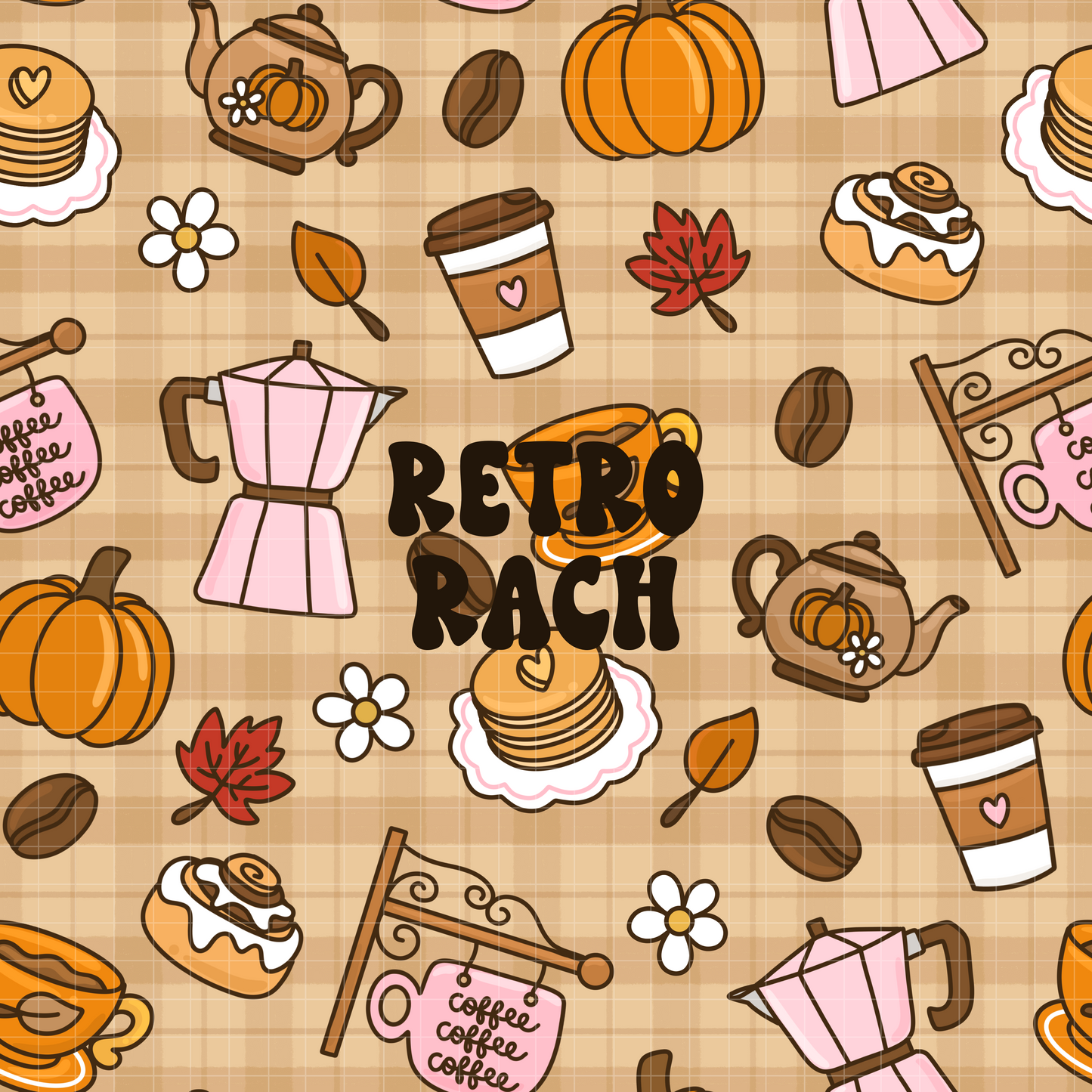 Autumn Coffee Shop Seamless Pattern