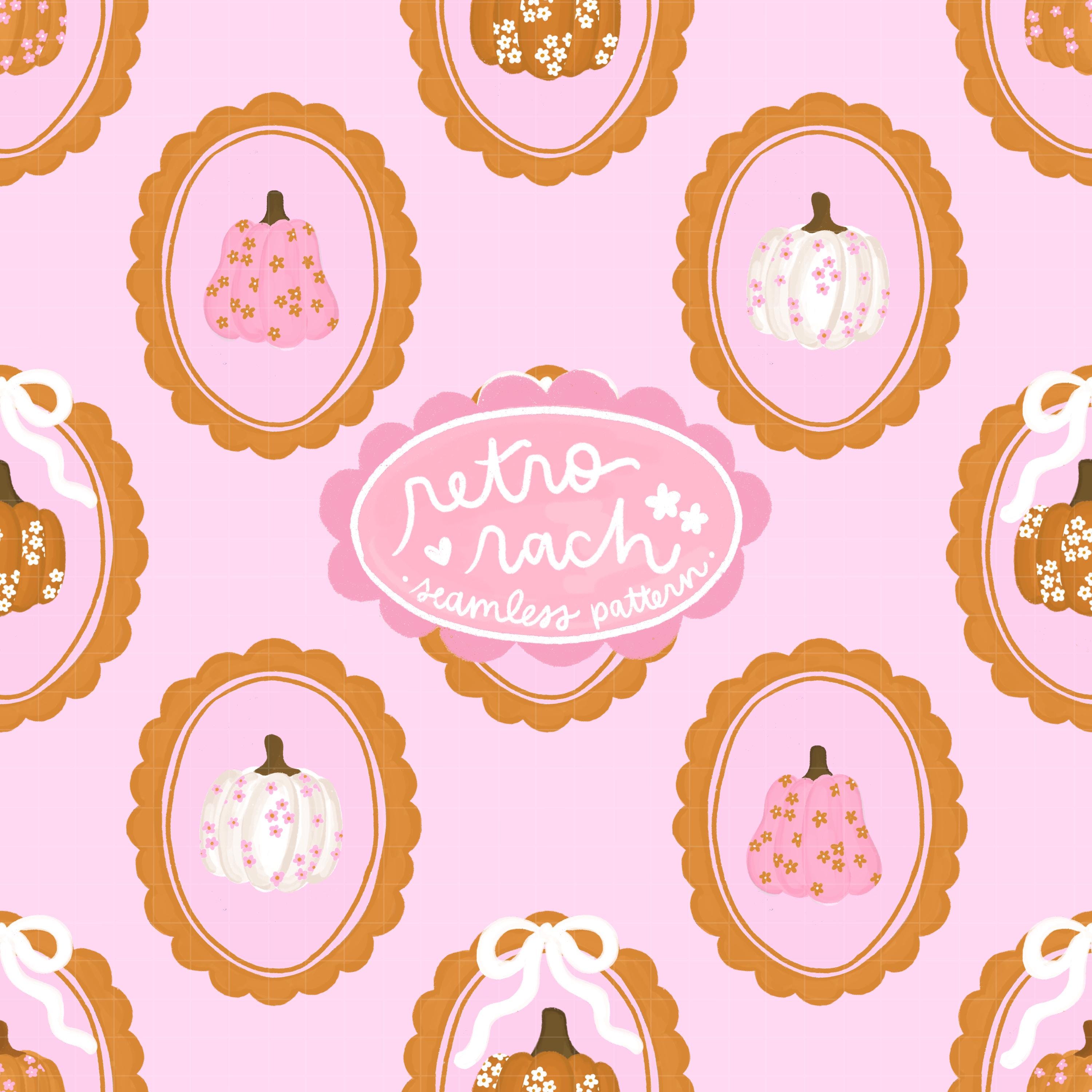 Coquette Pumpkins and Bows Seamless Pattern – Retro Rach