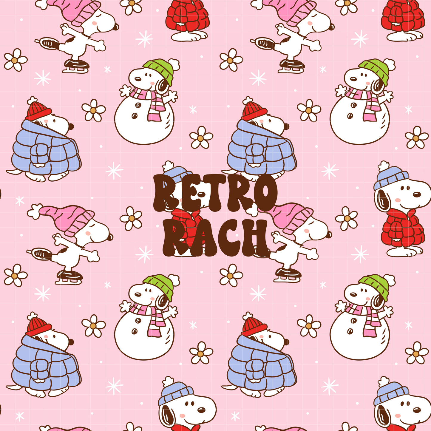 Winter Beagles Seamless Pattern
