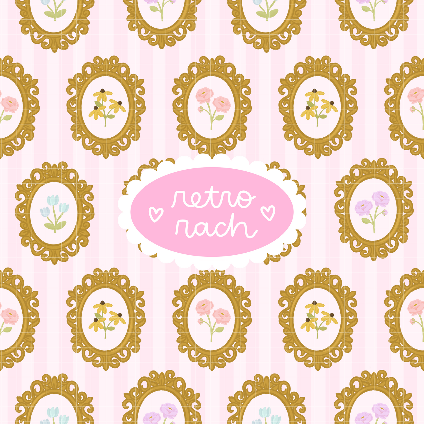 Regency Floral Frames Seamless Pattern