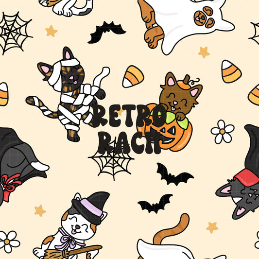 Spooky Cats Seamless Pattern