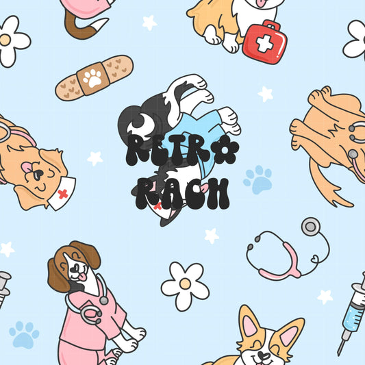 Nurse Dogs Seamless Pattern