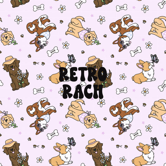 Spring Dogs Seamless Pattern