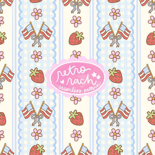Cottage Americana Seamless Pattern