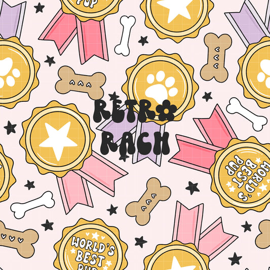 World's Best Pup Seamless Pattern - Pink