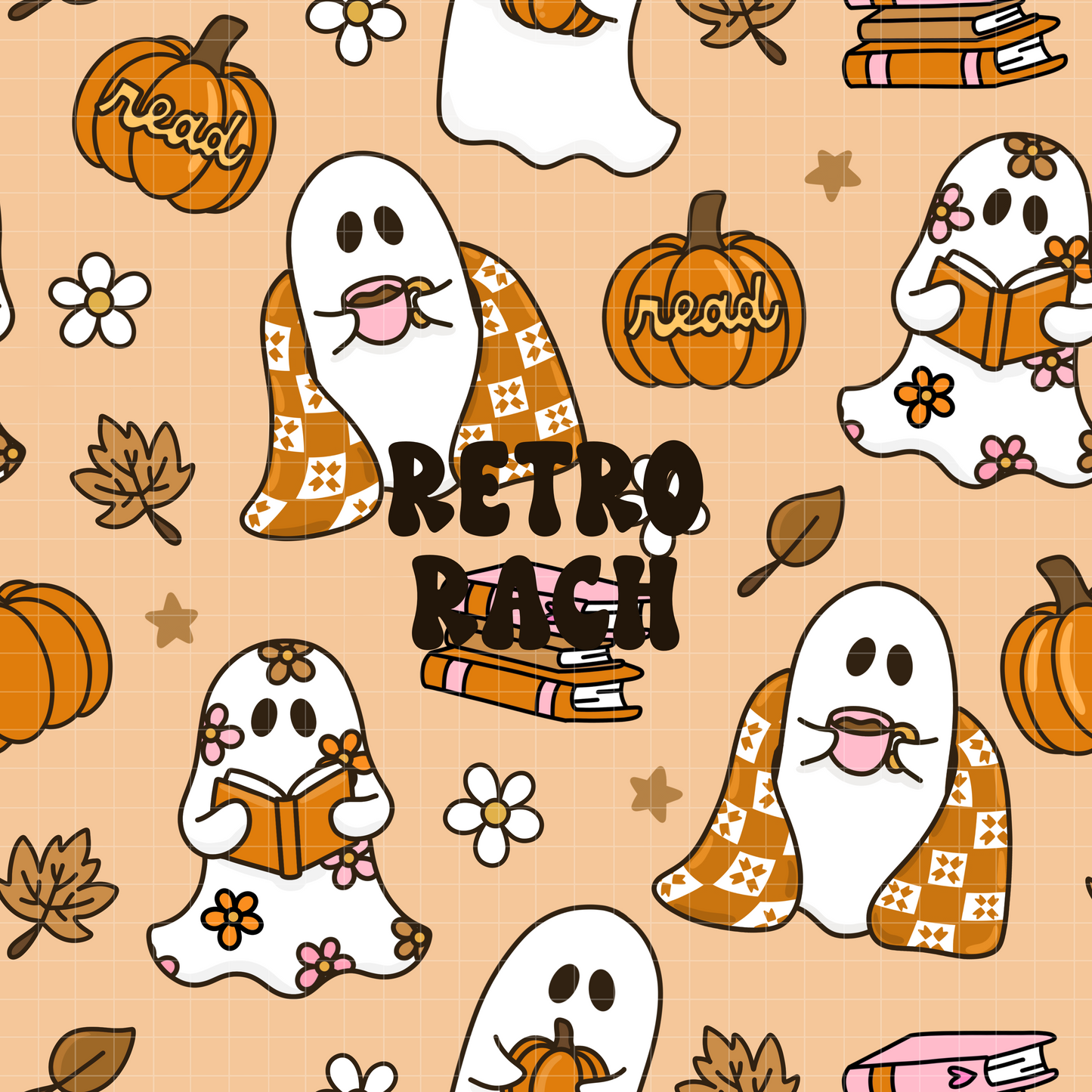Cozy Ghosts Seamless Pattern