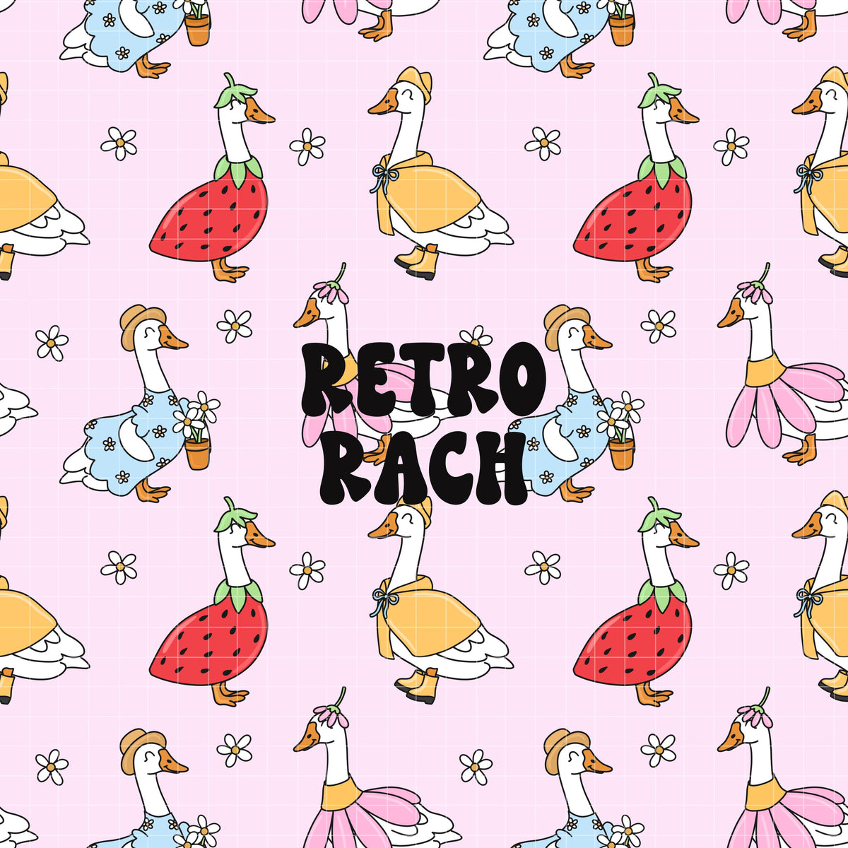 Spring Porch Goose Seamless Pattern – Retro Rach