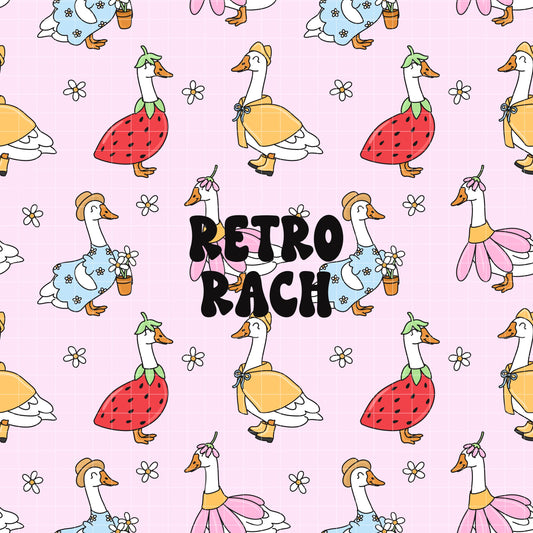 Spring Porch Goose Seamless Pattern