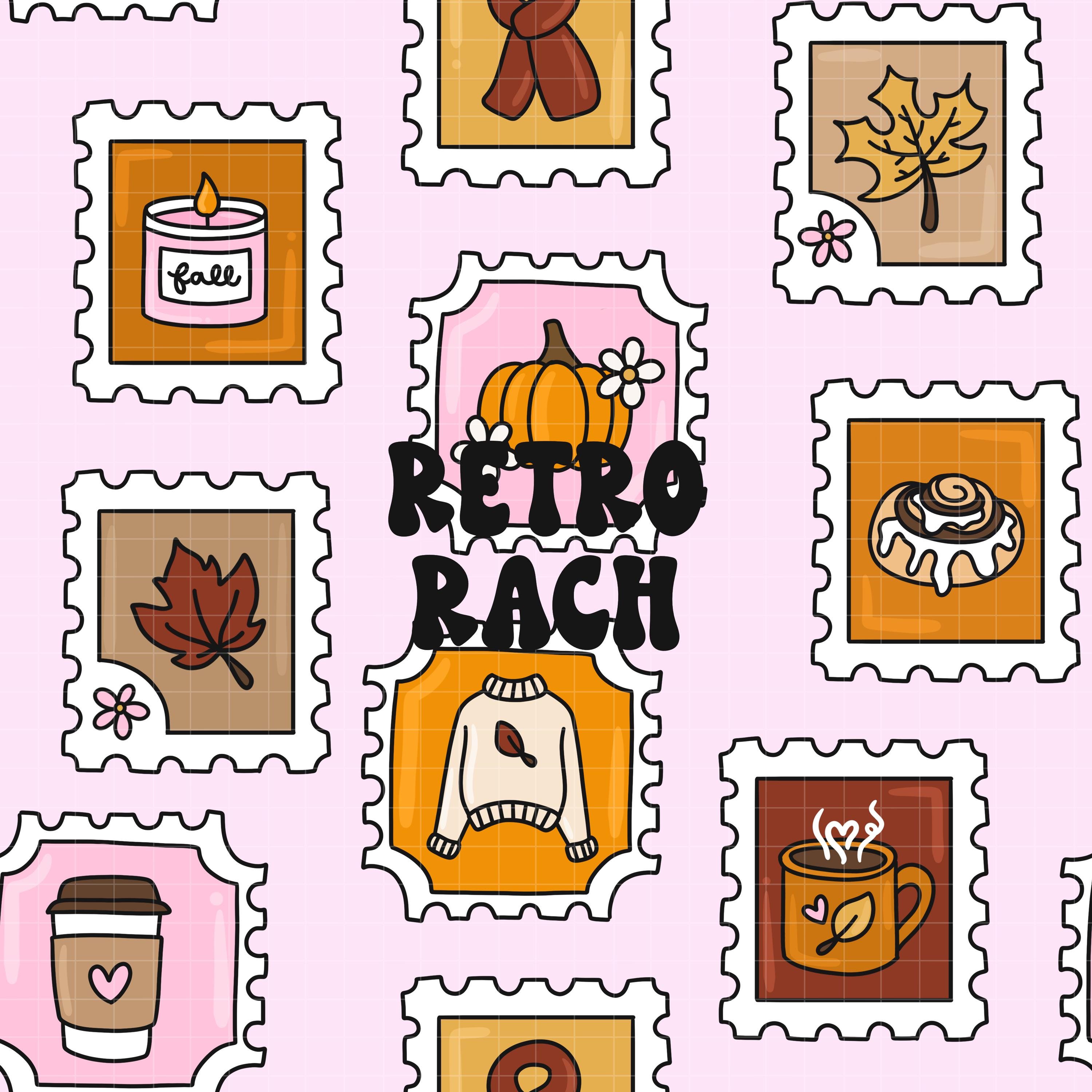 Cozy Girl Fall Stamps Seamless Pattern – Retro Rach