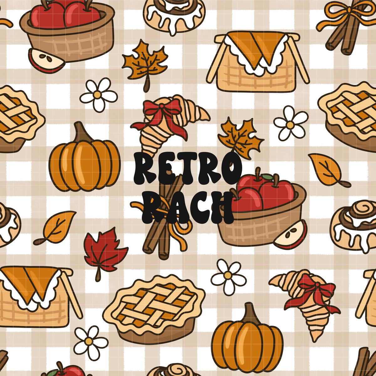 Cozy Fall Gingham Seamless Pattern – Retro Rach