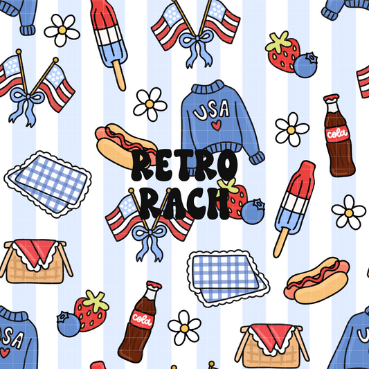 Americana Picnic Seamless Pattern