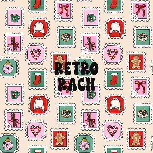Christmas Stamps Seamless Pattern