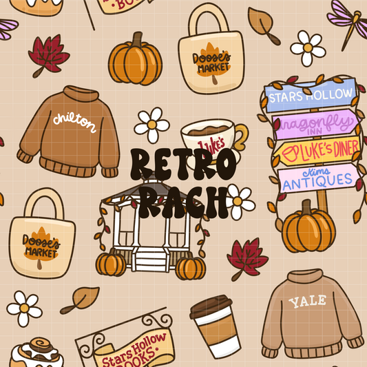 Autumn in Stars Hollow Seamless Pattern