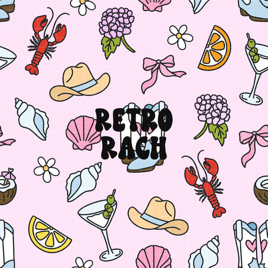 Coastal Cowgirl Seamless Pattern