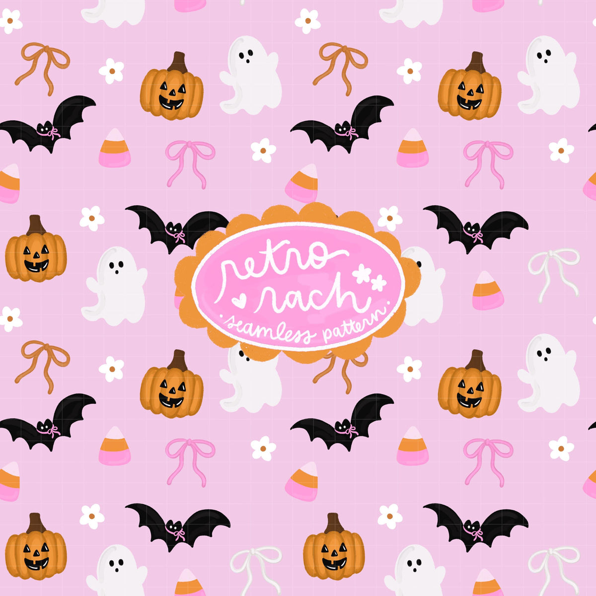 Spooky Halloween Coquette Seamless Pattern – Retro Rach