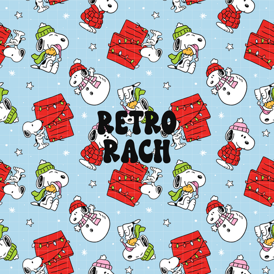 Winter Beagles Seamless Pattern