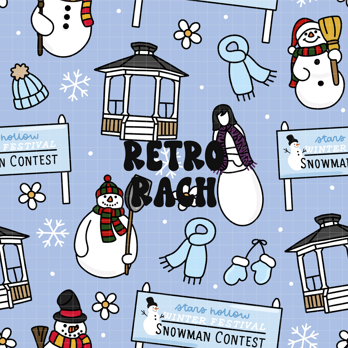 Snowman Contest Seamless Pattern