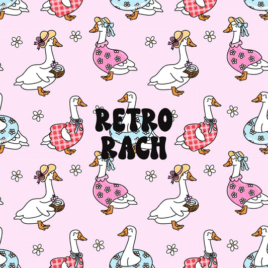 Summer Porch Geese Seamless Pattern