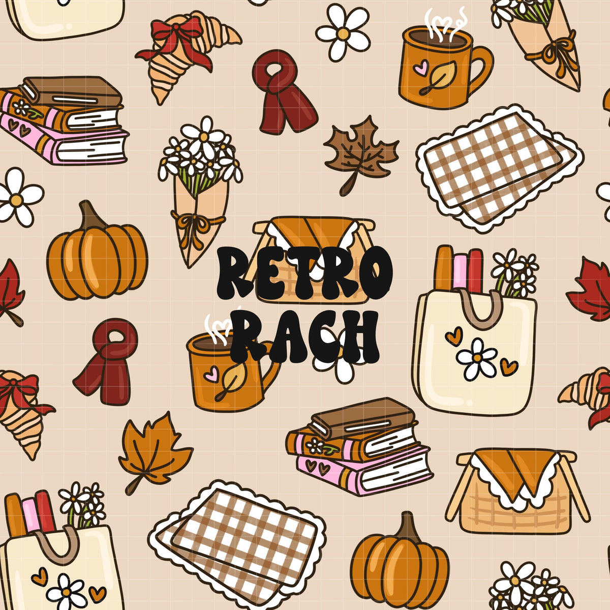 Cozy Fall Picnic Seamless Pattern – Retro Rach