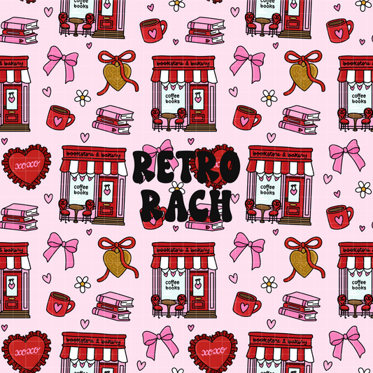 Valentine Bookstore Seamless Pattern