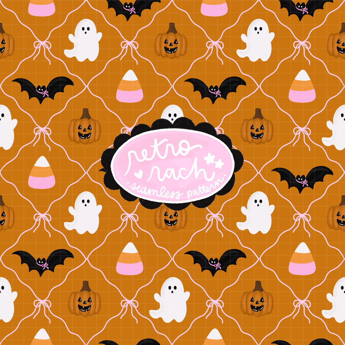 Coquette Halloween Seamless Pattern – Retro Rach