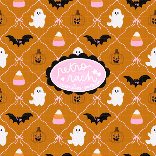Coquette Halloween Seamless Pattern