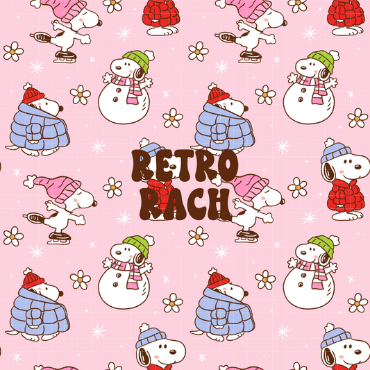 Winter Beagles Seamless Pattern