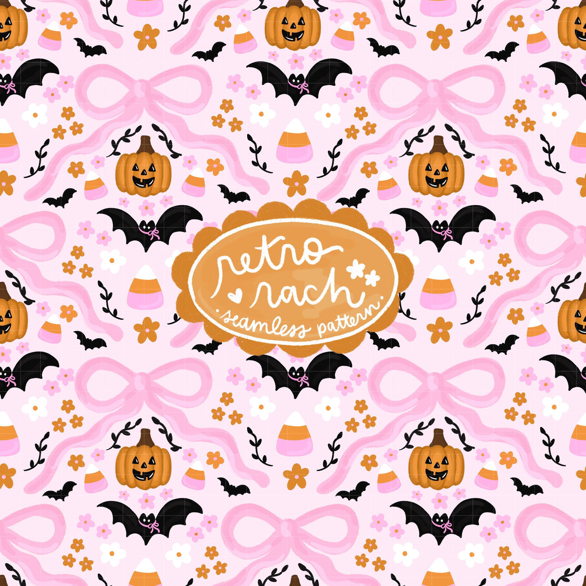 Coquette Halloween Bows Seamless Pattern – Retro Rach