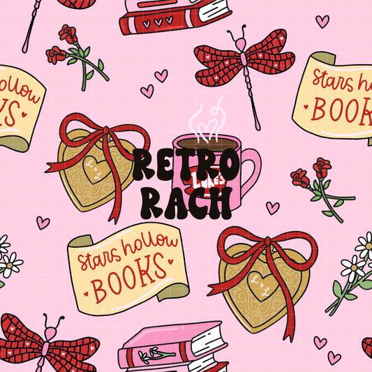 Stars Hollow Books Seamless Pattern - Valentine
