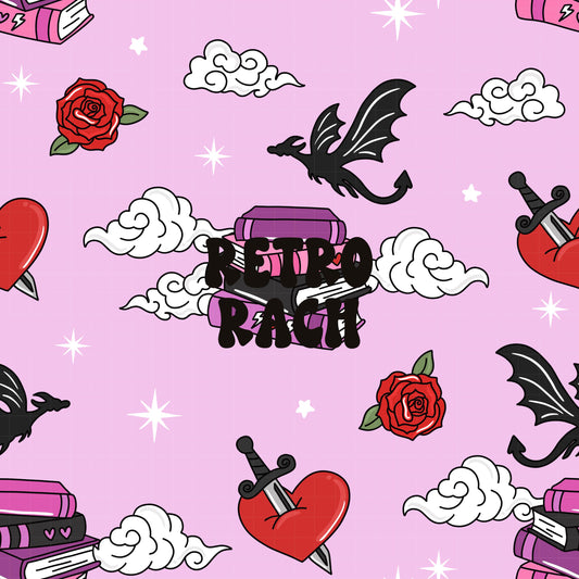 Romantasy Book Theme Seamless Pattern