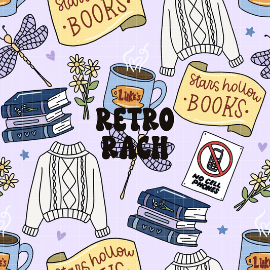 Stars Hollow Book Club Seamless Pattern