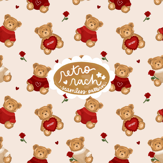 Valentine Bears Seamless Pattern