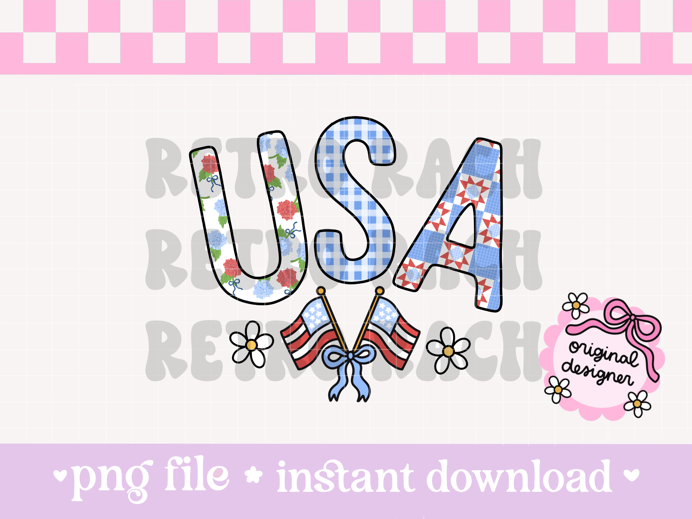 USA Patchwork PNG File – Retro Rach
