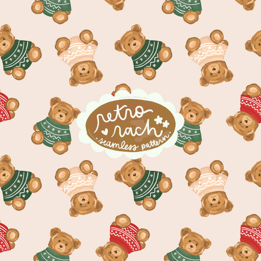 Classic Christmas Bears Seamless Pattern