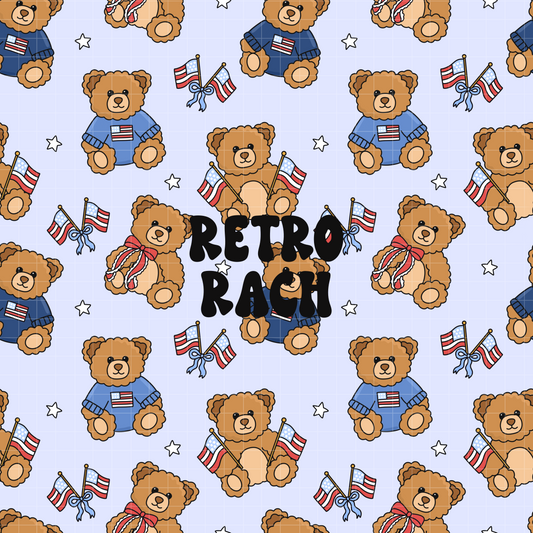 Beary Patriotic Seamless Pattern