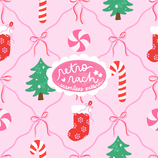Coquette Christmas Seamless Pattern