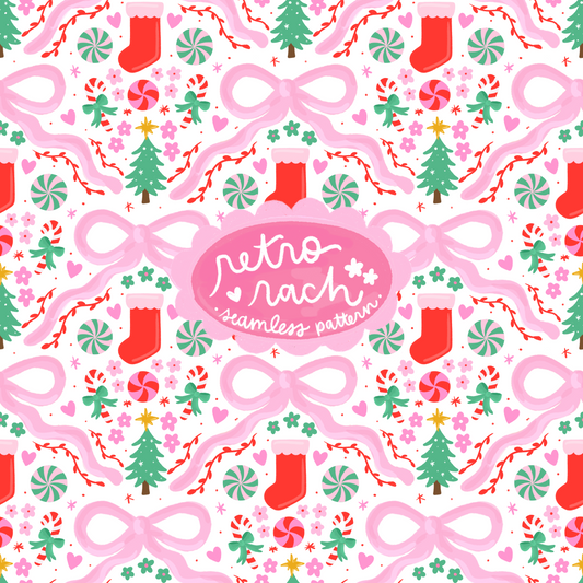 Christmas Bows Seamless Pattern