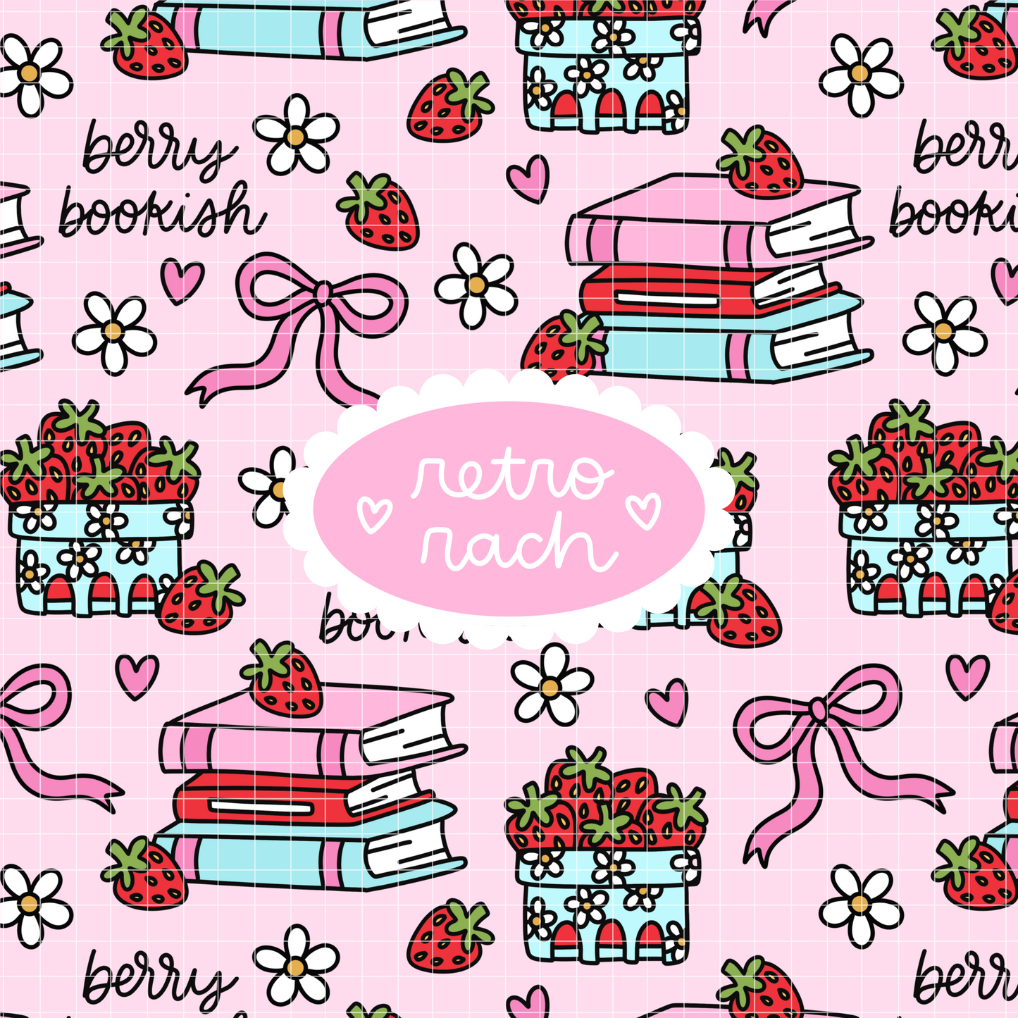 Berry Bookish Seamless Pattern