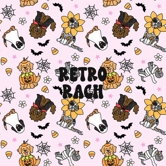 Spooky Dogs Seamless Pattern - Purple