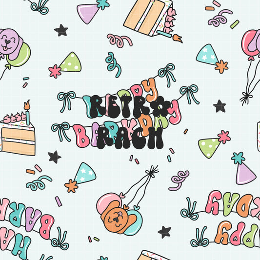 Happy Barkday Seamless Pattern - Blue