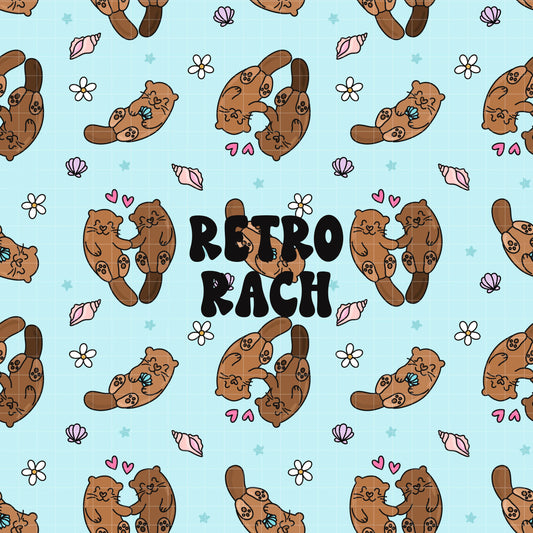 Summer Otters Seamless Pattern