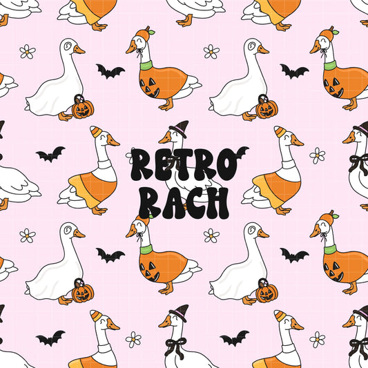 Spooky Porch Goose Seamless Pattern